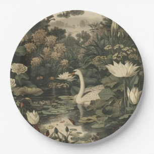 Botanical Elegance – Swan in the Forest Paper Plate