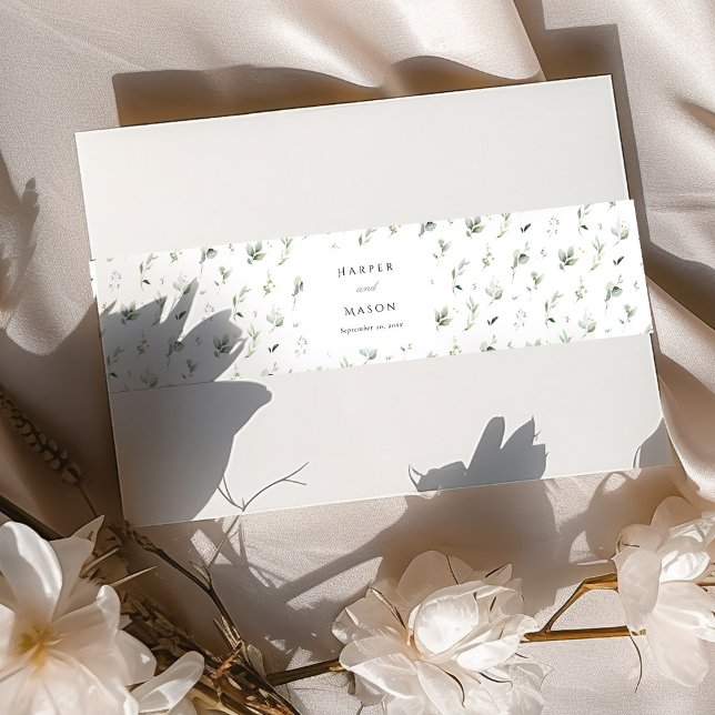 Botanical Elegance Wedding Invitation Belly Band (Creator Uploaded)