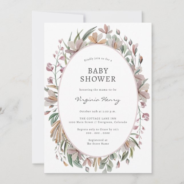 Botanical Elegant Baby Shower Invitation (Front)