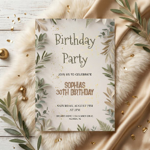 Botanical Elegant Birthday for Adults Invitation