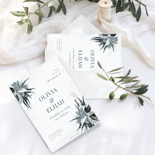 Botanical Elegant Blue Invitation