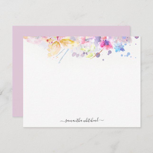 Botanical Elegant Floral Pastel Watercolor Card (Front/Back)