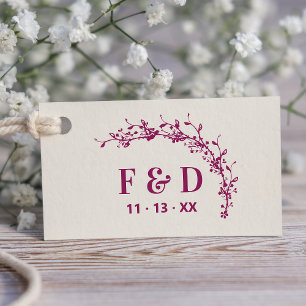 Botanical Elegant Garland Initials Wedding Rubber Stamp