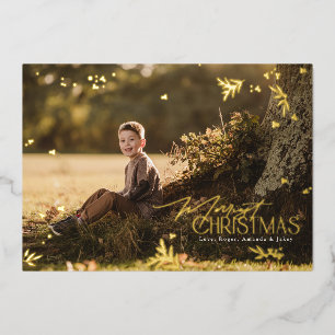 Botanical Elegant Merry Christmas Flat Photo Gold
