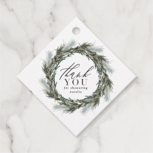 Botanical elegant modern baby shower thank you favour tags
