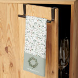 botanical elegant modern family gift decor tea towel<br><div class="desc">Sage green,  black,  brown green and grey elegant modern foliage eucalyptus watercolor botanical natural Christmas holiday gift decor. Simple,  clean elegant minimal design.</div>