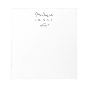 Botanical Elegant Modern Minimalist Black White Notepad