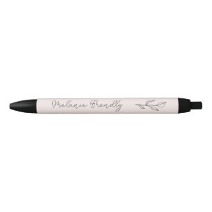 Botanical Elegant Modern Minimalist Pink Blue Ink Pen