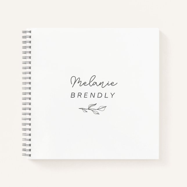Botanical Elegant Modern Minimalist White Notebook (Front)