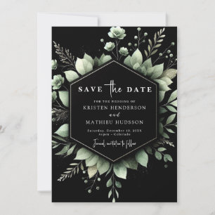Botanical Elegant Romance Sage Green Wedding Save The Date