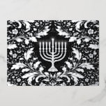 Botanical elegant silver menorah Hannukah<br><div class="desc">An elegant and timeless design featuring a refined silver menorah centred within intricate William Morris–inspired foliage. Rendered in rich deep navy and soft silver tones, this artwork blends classic Judaica symbolism with historic botanical ornamentation for a sophisticated, heirloom-quality aesthetic. The flowing acanthus leaves and delicate florals create a balanced, symmetrical...</div>