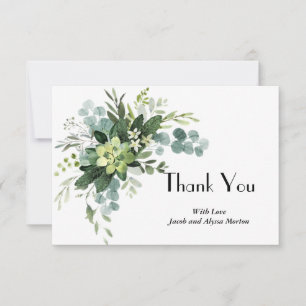 Botanical, elegant succulent thank you card