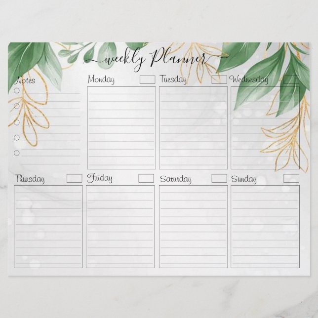 Botanical Elegant Weekly Planner To Do Card Flyer (Front)