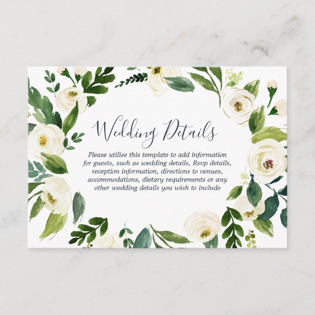 Botanical Elegant Wreath Garden Wedding Details Enclosure Card (Front)