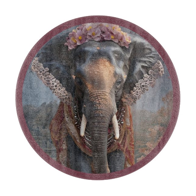 Botanical Elephant Cutting Board (Front)