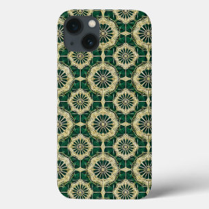 Botanical Emerald Aesthetic Chic Gold Accent iPhone 13 Case