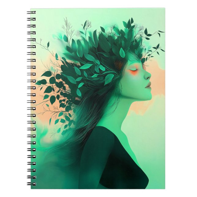 Botanical Emerald Woman Notebook (Front)