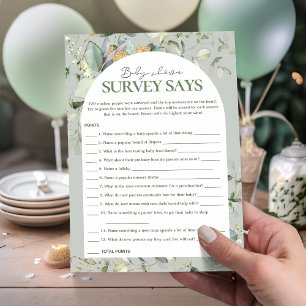 Botanical Eucalyptus Baby Shower Survey Says Game