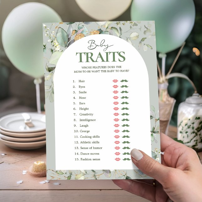Botanical Eucalyptus Baby Traits Baby Shower Games (Creator Uploaded)