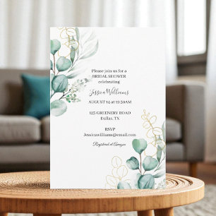 Botanical Eucalyptus Boho Greenery Bridal Shower Invitation