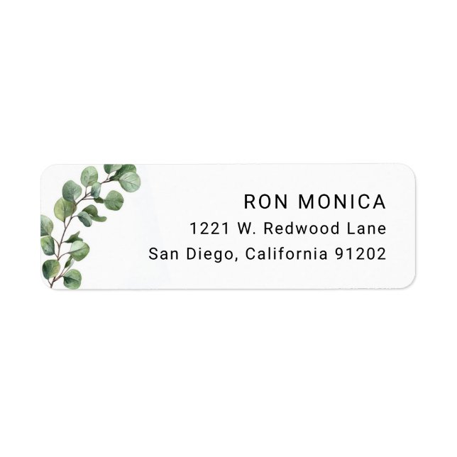 Botanical Eucalyptus Branch Return Address Label (Front)