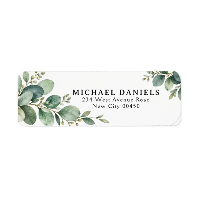 Botanical Eucalyptus Branch Return Address Label (Front)