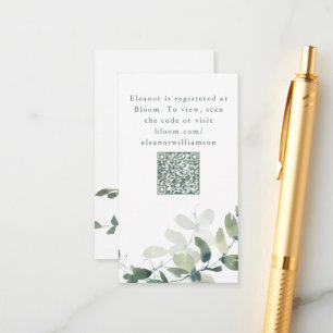 Botanical Eucalyptus Bridal Shower QR Registry Enclosure Card