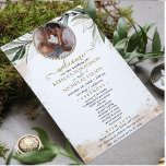 Botanical Eucalyptus Custom Photo Wedding Program<br><div class="desc">Grab yourself a unique wedding program that you can fully customise to make it special and unique to your wedding. the design comes with a frame where you can put your picture/photo with your man or with your woman, the frame that comes with beads will compliment the photo of the...</div>