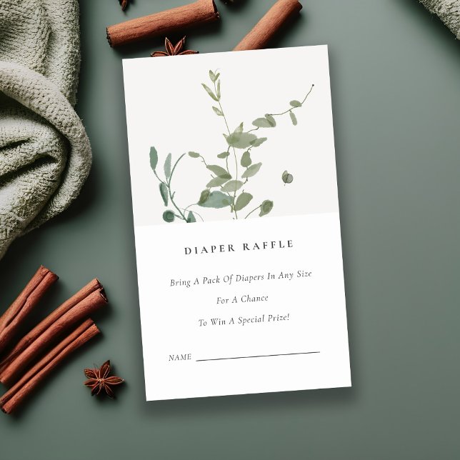 Botanical Eucalyptus Diaper Raffle Baby Shower Enclosure Card (Creator Uploaded)