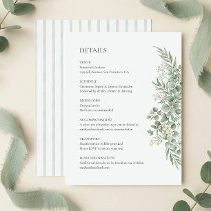 Botanical Eucalyptus Elegant Wedding Details Enclosure Card