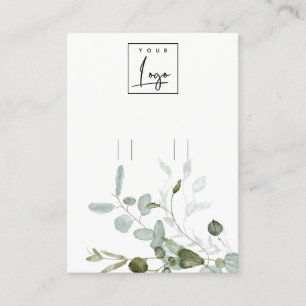  Botanical Eucalyptus Foliage Logo Hoop Holder Business Card