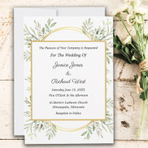 Botanical Eucalyptus Gold Frame Wedding Invitation