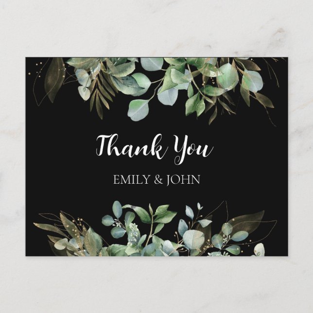 Botanical Eucalyptus Gold Leaf Modern Design Postcard (Front)