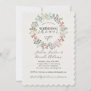 Botanical Eucalyptus Green Leaves Wreath Wedding Invitation