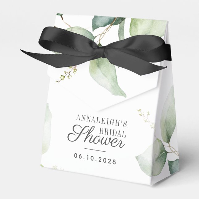 Botanical Eucalyptus Greenery Bridal Shower Favour Box (Front Side)
