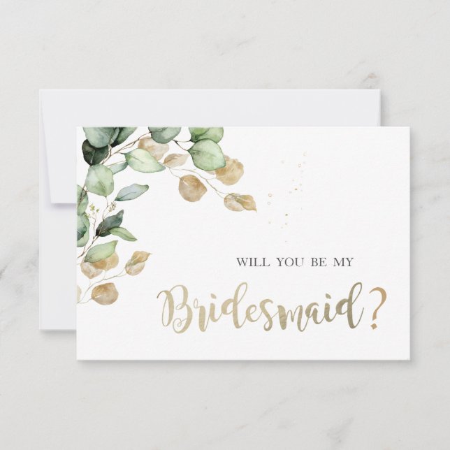 Botanical Eucalyptus Greenery Bridesmaid Card (Front)