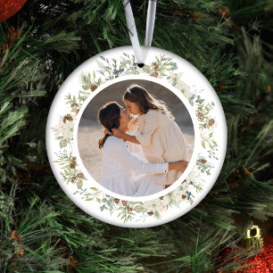 Botanical Eucalyptus Greenery Custom Christmas Ceramic Tree Decoration