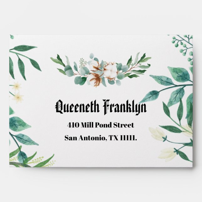 Botanical Eucalyptus Greenery Floral Wedding    Envelope (Front)
