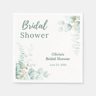 Botanical Eucalyptus Greenery Gold Bridal Shower Napkin