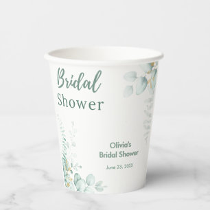 Botanical Eucalyptus Greenery Gold Bridal Shower  Paper Cups