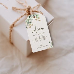 Botanical Eucalyptus Greenery Gold Wedding Welcome Gift Tags