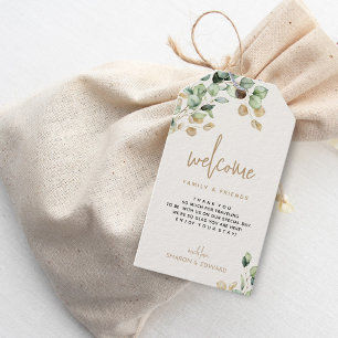 Botanical Eucalyptus Greenery Gold Wedding Welcome Gift Tags