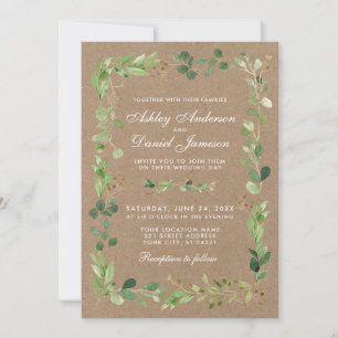 Botanical Eucalyptus Greenery Kraft Wedding Invitation