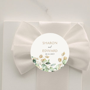 Botanical Eucalyptus Greenery Personalised Wedding Classic Round Sticker