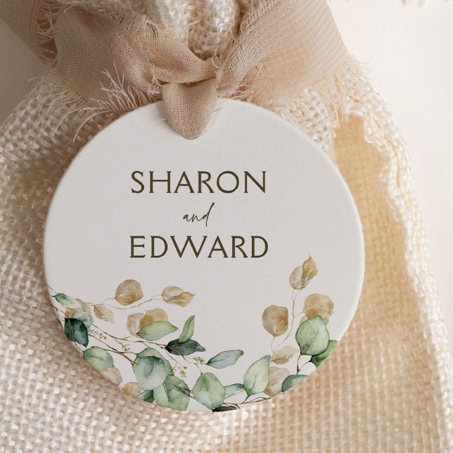 Botanical Eucalyptus Greenery Personalised Wedding Favour Tags (Creator Uploaded)