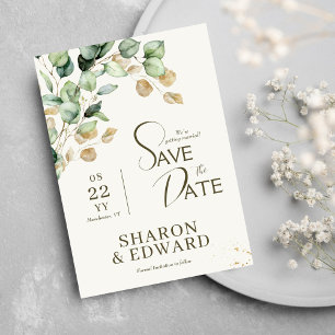 Botanical Eucalyptus Greenery Photo Save the Date Invitation