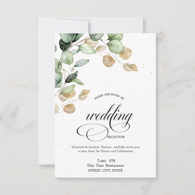 Botanical Eucalyptus Greenery Rehearsal Dinner   Invitation (Front)