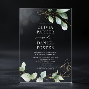 Botanical Eucalyptus Greenery Wedding Acrylic Invitations