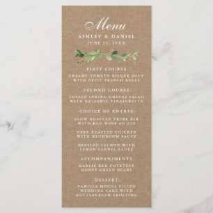 Botanical Eucalyptus Greenery Wedding Kraft Menu