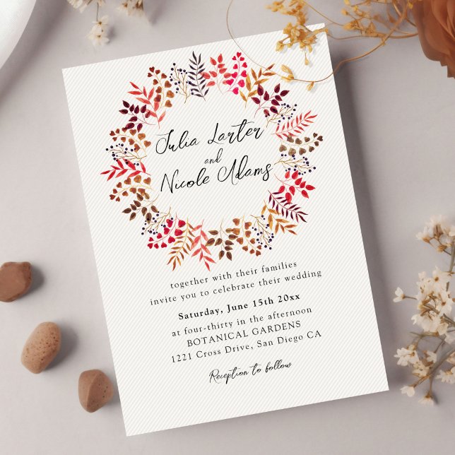 Botanical Eucalyptus Leaf Wreath Photo Wedding Invitation (Creator Uploaded)